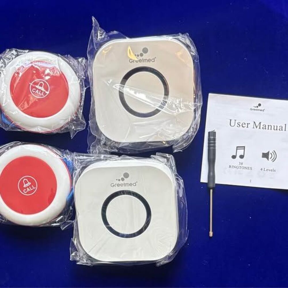 Wireless Caregiver Pager & Emergency Call System – 2 Receivers + 2 SOS Buttons